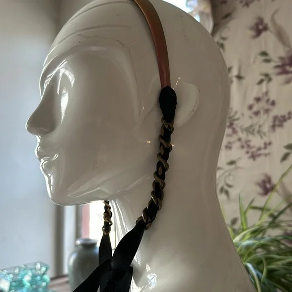 Headband Headwear Lux Marni Itsly Chains as braids hanging down Satin ribbon Headband Headwear Lux Marni Itsly Chains as braids hanging  main image 2